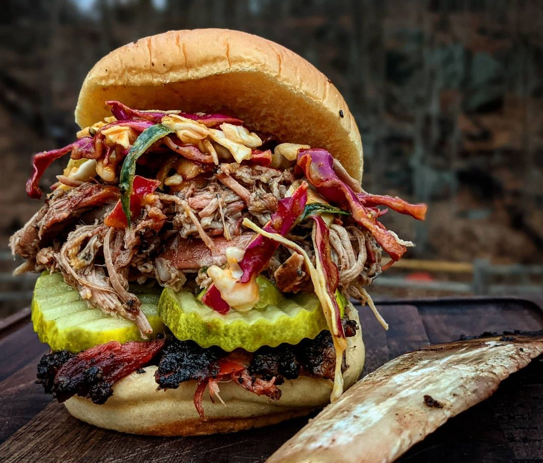 Pulled Pork and Beef Rib Sandwich with Jalapeño Carolina Mustard Slaw – NEANDERTHAL FIRE COMPANY